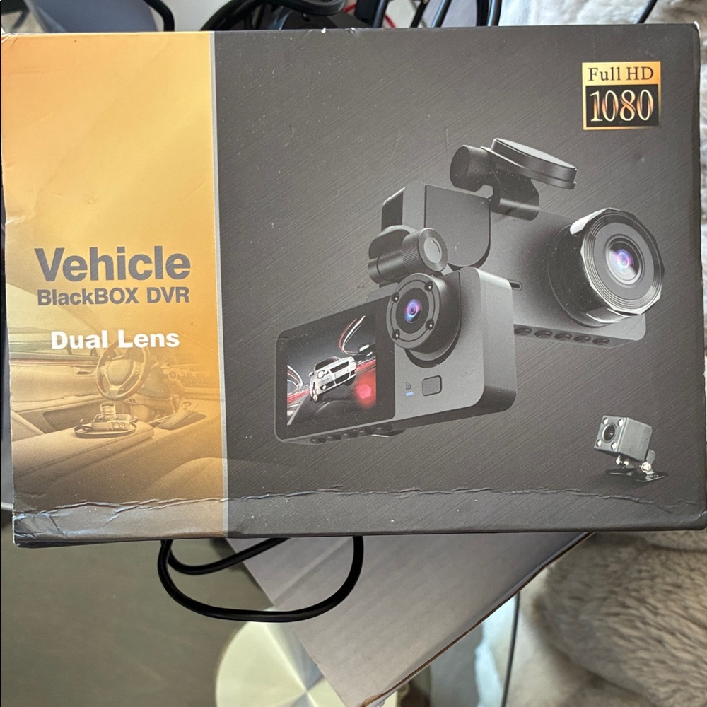 Vehicle BlackBOX DVR Dual Lens Dash Cam - Black and Gold